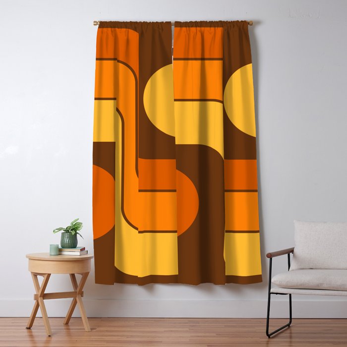Retro 70s Style Geometric Design 747 Scandi Autumn Window Curtain Gallery Image 5