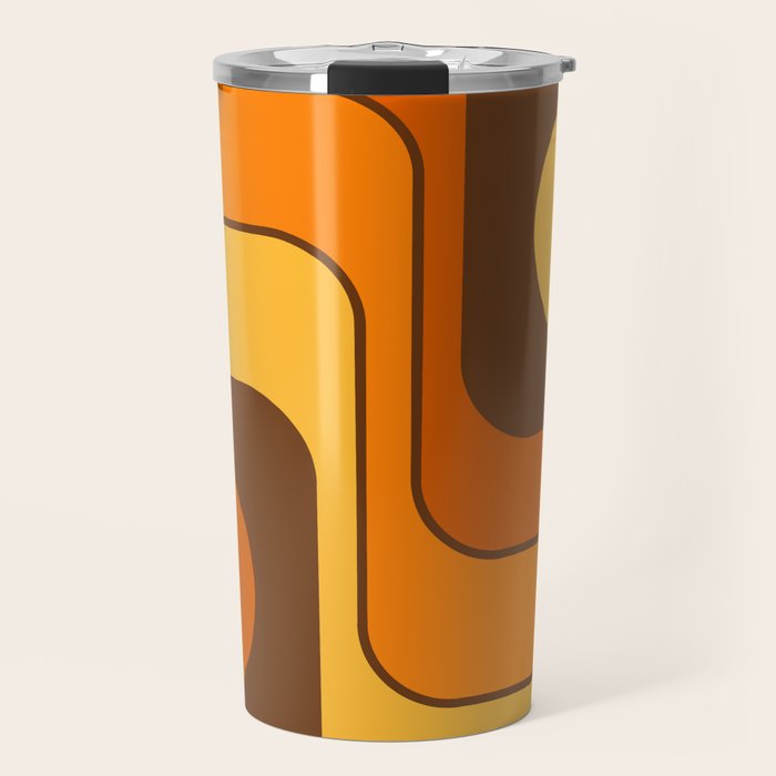Retro 70s Style Geometric Design 747 Scandi Autumn Travel Mug Gallery Image 1
