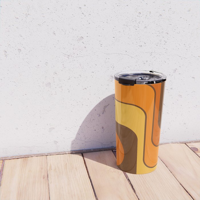 Retro 70s Style Geometric Design 747 Scandi Autumn Travel Mug Gallery Image 4