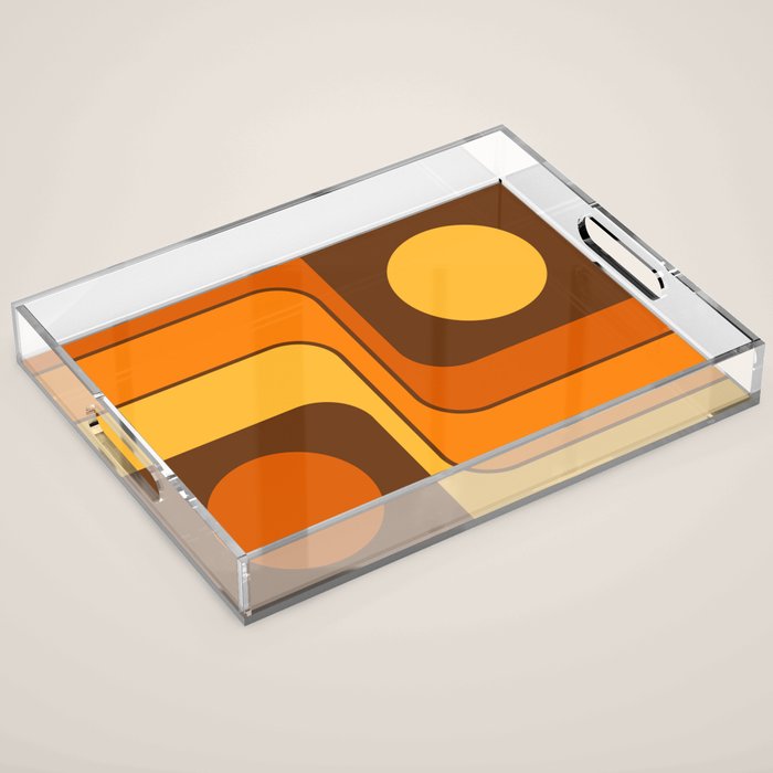 Retro 70s Style Geometric Design 747 Scandi Autumn Acrylic Tray Gallery Image 1