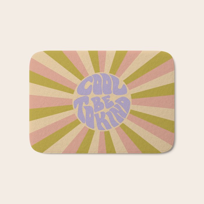 Cool to be Kind - Lilac, Green, Off-white Bath Mat Gallery Image 1