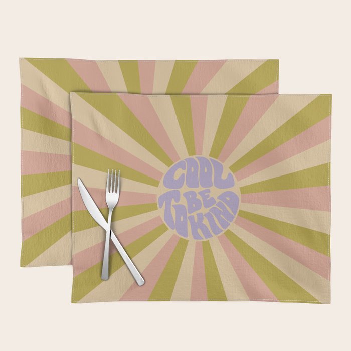 Cool to be Kind - Lilac, Green, Off-white Placemat Gallery Image 1
