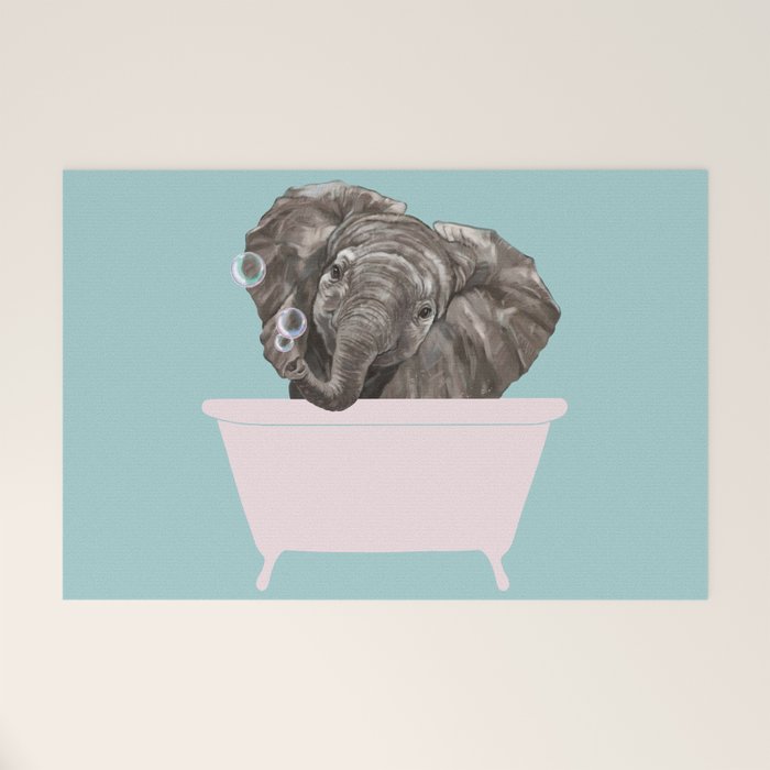 Baby Elephant in Bathtub Welcome Mat Gallery Image 1