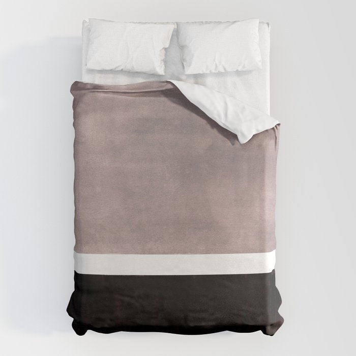 Mid Century Modern Minimalist Art Colorblock Rothko Inspired Squares Grey and Black Simple Abstract Duvet Cover Gallery Image 1