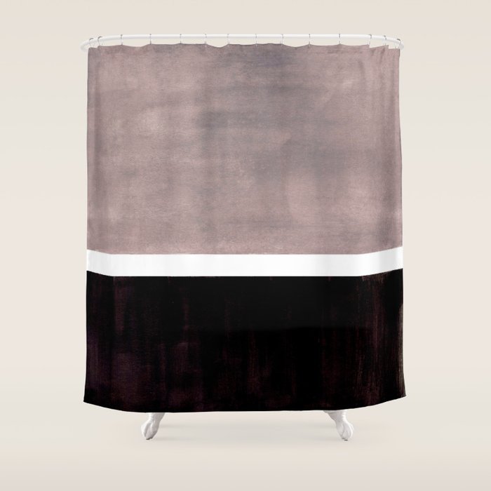 Mid Century Modern Minimalist Art Colorblock Rothko Inspired Squares Grey and Black Simple Abstract Shower Curtain Gallery Image 1