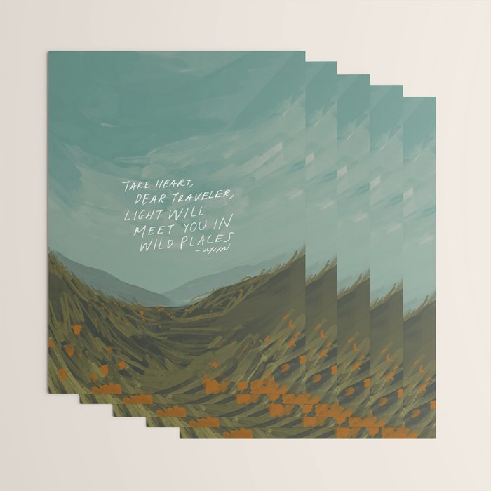 "Take Heart, Dear Traveller, Light Will Meet You In Wild Places." | Landscape Design Wrapping Paper Gallery Image 3