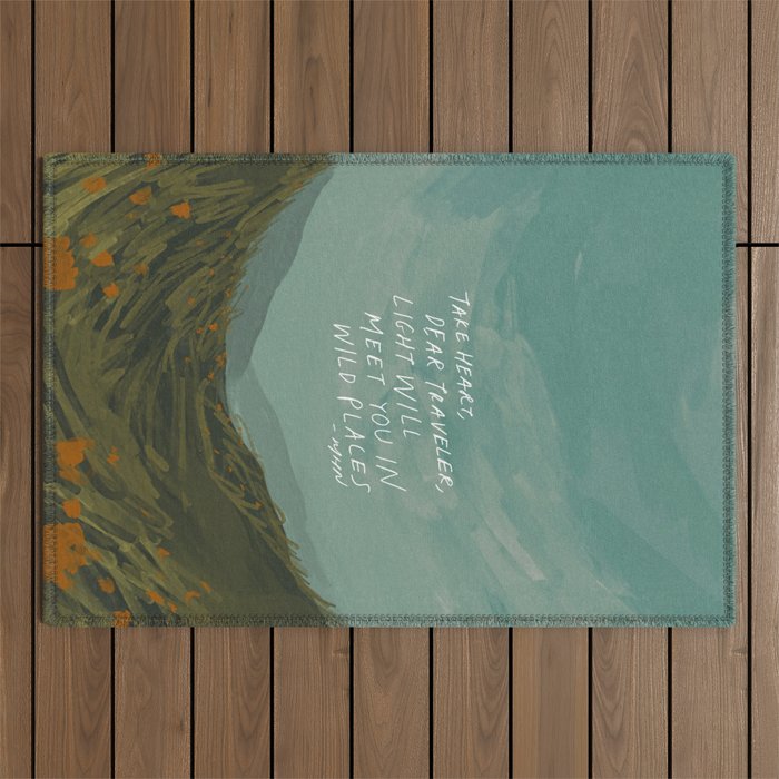 "Take Heart, Dear Traveller, Light Will Meet You In Wild Places." | Landscape Design Outdoor Rug Gallery Image 1