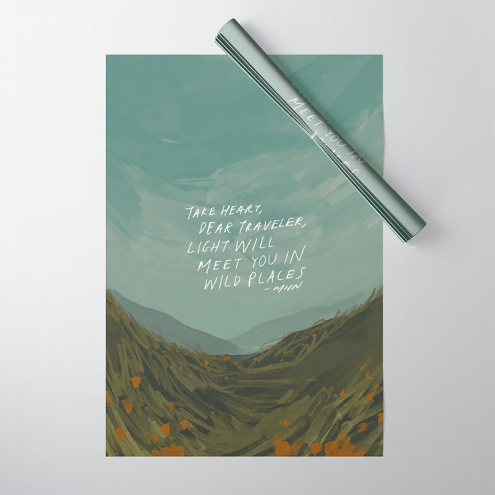 "Take Heart, Dear Traveller, Light Will Meet You In Wild Places." | Landscape Design Wrapping Paper Gallery Image 1