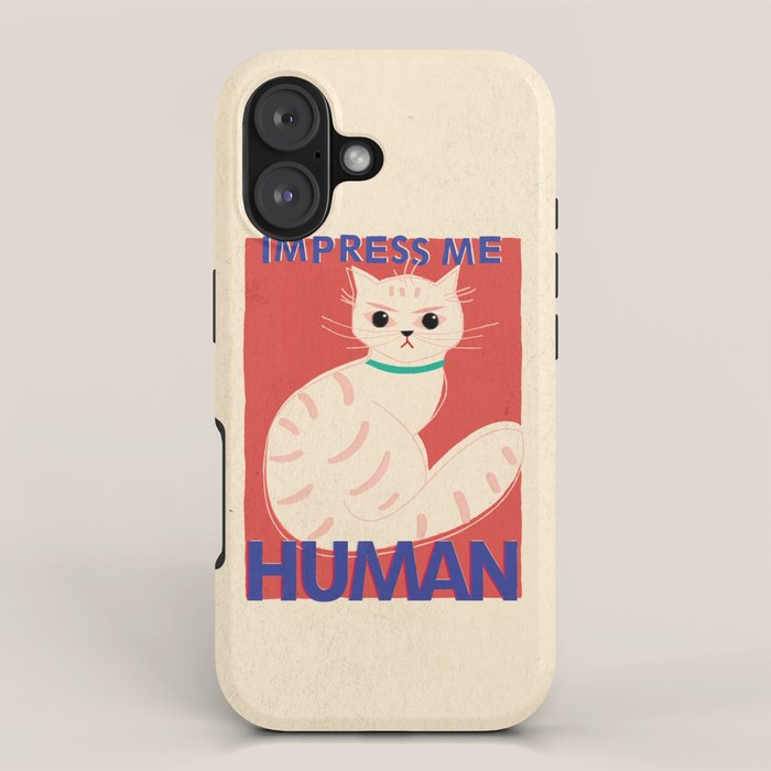 Impress Me Human Vintage Cat, Retro Illustration iPhone Case Gallery Image 1