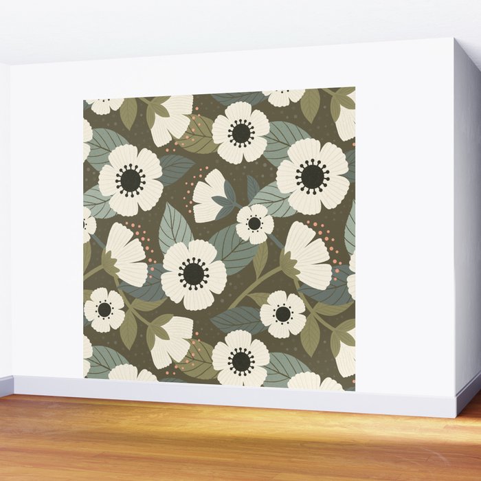 Flower Blossoms and Leaves Wall Mural Gallery Image 2
