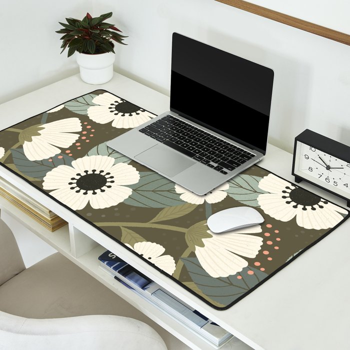Flower Blossoms and Leaves Desk Mat Gallery Image 2