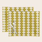 Wavy Stripes Ogee A-Go-Go Contemporary Pattern in Olive Yellow and Cream Placemat Gallery Image 1