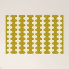 Wavy Stripes Ogee A-Go-Go Contemporary Pattern in Olive Yellow and Cream Welcome Mat Gallery Image 1
