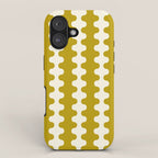 Wavy Stripes Ogee A-Go-Go Contemporary Pattern in Olive Yellow and Cream iPhone Case Gallery Image 1