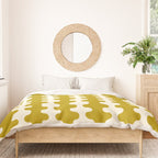 Wavy Stripes Ogee A-Go-Go Contemporary Pattern in Olive Yellow and Cream Duvet Cover Gallery Image 3