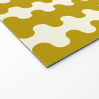 Wavy Stripes Ogee A-Go-Go Contemporary Pattern in Olive Yellow and Cream Welcome Mat Gallery Image 2