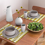 Wavy Stripes Ogee A-Go-Go Contemporary Pattern in Olive Yellow and Cream Placemat Gallery Image 2