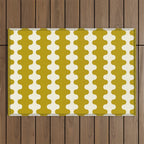 Wavy Stripes Ogee A-Go-Go Contemporary Pattern in Olive Yellow and Cream Outdoor Rug Gallery Image 1
