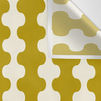Wavy Stripes Ogee A-Go-Go Contemporary Pattern in Olive Yellow and Cream Wall Tapestry Gallery Image 3