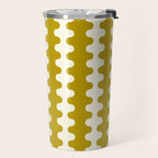 Wavy Stripes Ogee A-Go-Go Contemporary Pattern in Olive Yellow and Cream Travel Mug Gallery Image 2