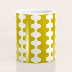 Wavy Stripes Ogee A-Go-Go Contemporary Pattern in Olive Yellow and Cream Coffee Mug Gallery Image 4