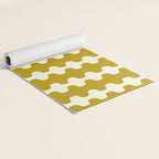 Wavy Stripes Ogee A-Go-Go Contemporary Pattern in Olive Yellow and Cream Yoga Mat Gallery Image 2