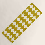 Wavy Stripes Ogee A-Go-Go Contemporary Pattern in Olive Yellow and Cream Yoga Mat Gallery Image 1