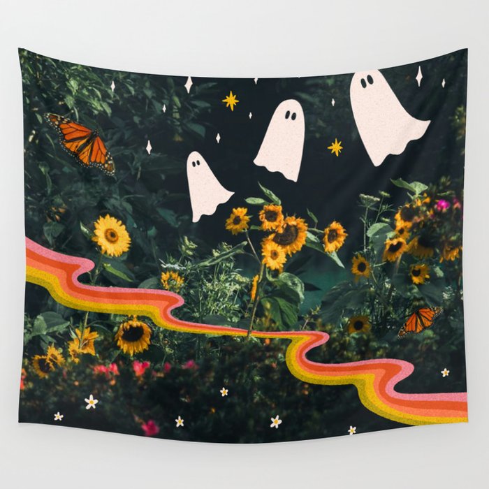 Autumn Sunflower Collage Wall Tapestry Gallery Image 1