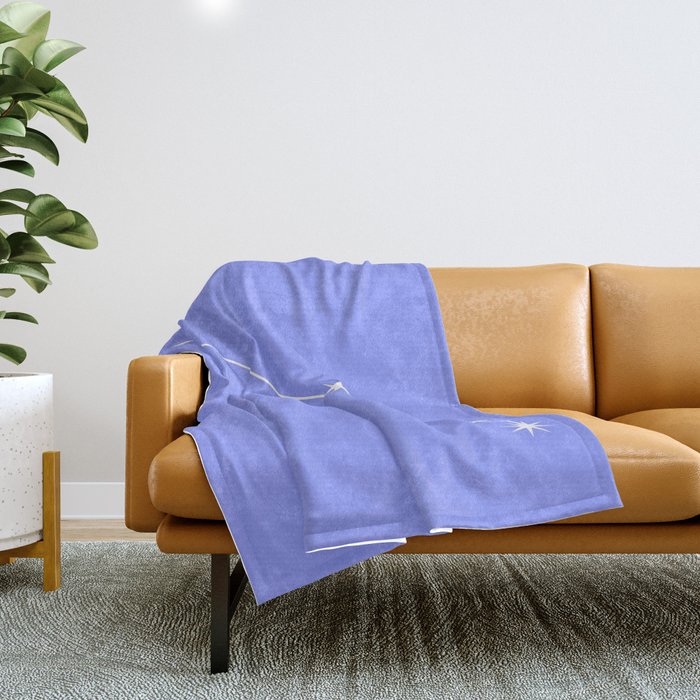 Aries Zodiac Star Constellation Line Art Pastel Purple Throw Blanket Gallery Image 1