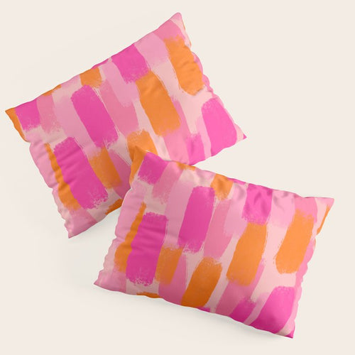 Abstract, Paint Brush Effect, Orange And Pink Pillow Sham Gallery Image 3