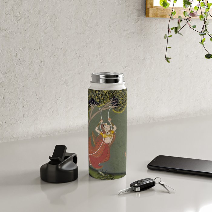 Antique Indian Painted Illustration The Swing Water Bottle Gallery Image 4