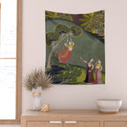 Antique Indian Painted Illustration The Swing Wall Tapestry Gallery Image 2