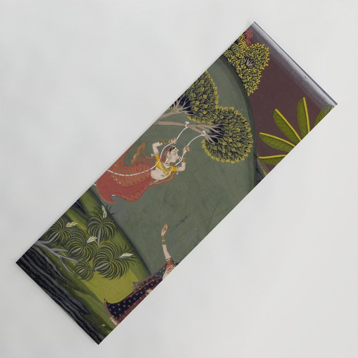 Antique Indian Painted Illustration The Swing Yoga Mat Gallery Image 1