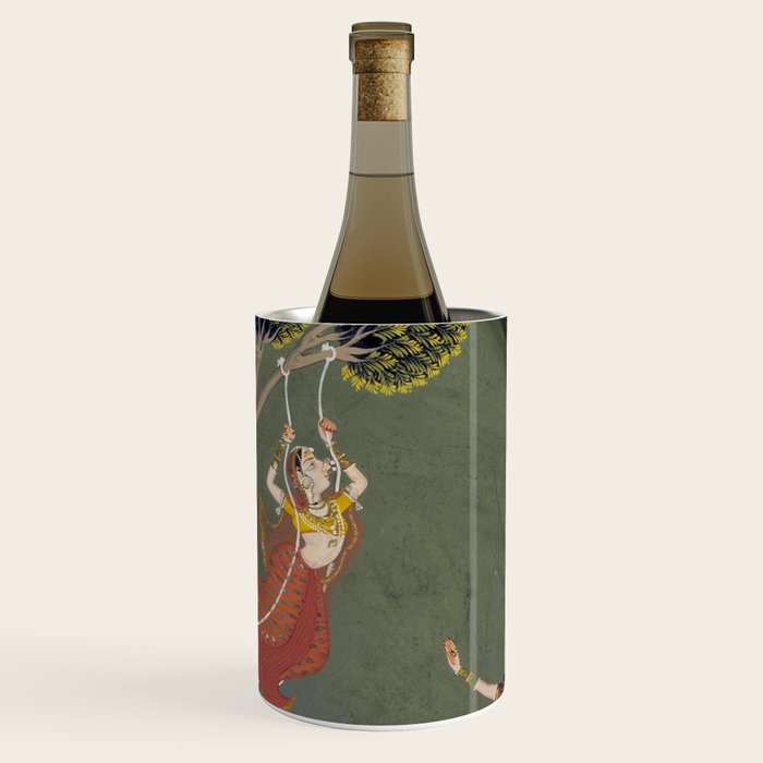 Antique Indian Painted Illustration The Swing Wine Chiller Gallery Image 1