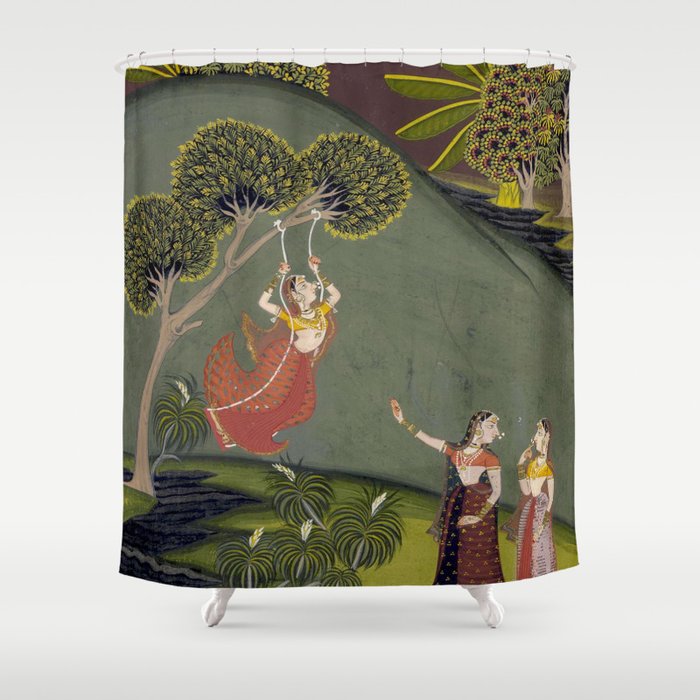 Antique Indian Painted Illustration The Swing Shower Curtain Gallery Image 1