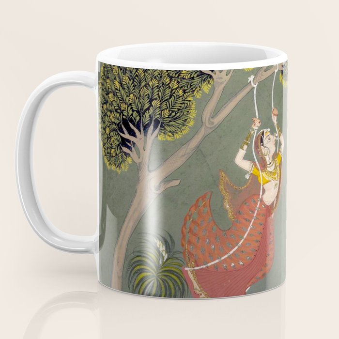 Antique Indian Painted Illustration The Swing Coffee Mug Gallery Image 3
