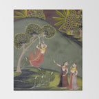 Antique Indian Painted Illustration The Swing Throw Blanket Gallery Image 2