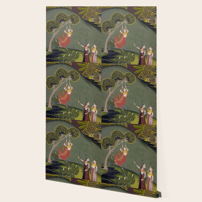 Antique Indian Painted Illustration The Swing Wallpaper Gallery Image 2