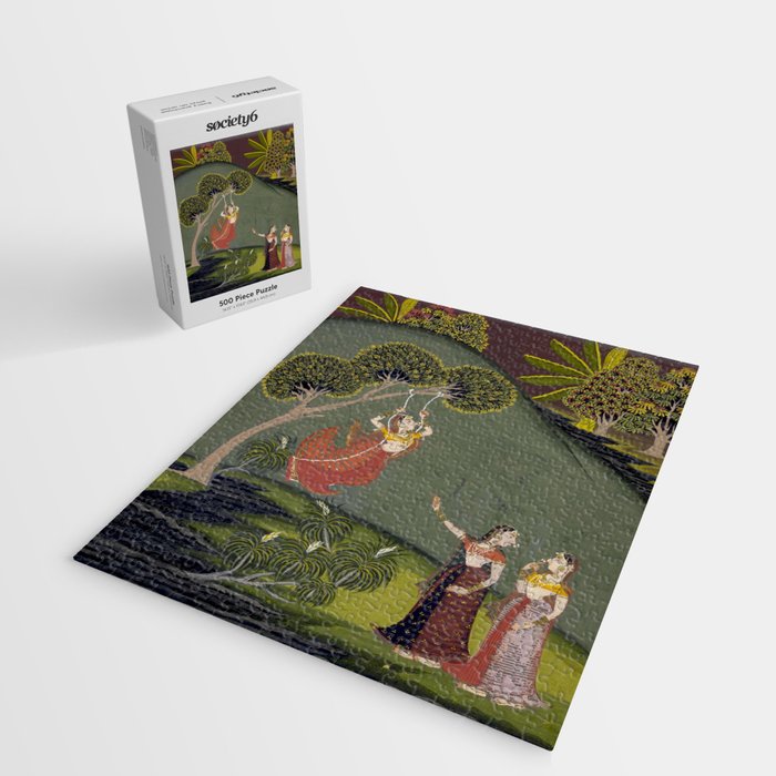 Antique Indian Painted Illustration The Swing Jigsaw Puzzle Gallery Image 2