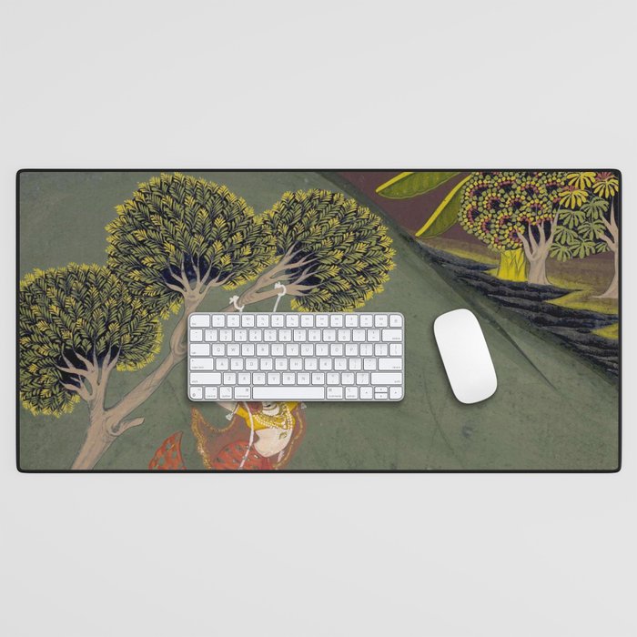 Antique Indian Painted Illustration The Swing Desk Mat Gallery Image 1