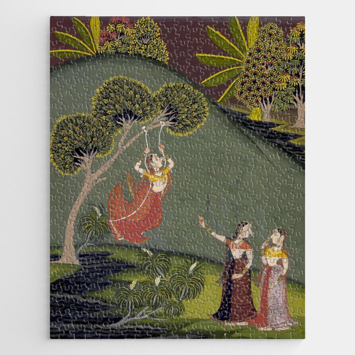 Antique Indian Painted Illustration The Swing Jigsaw Puzzle Gallery Image 1