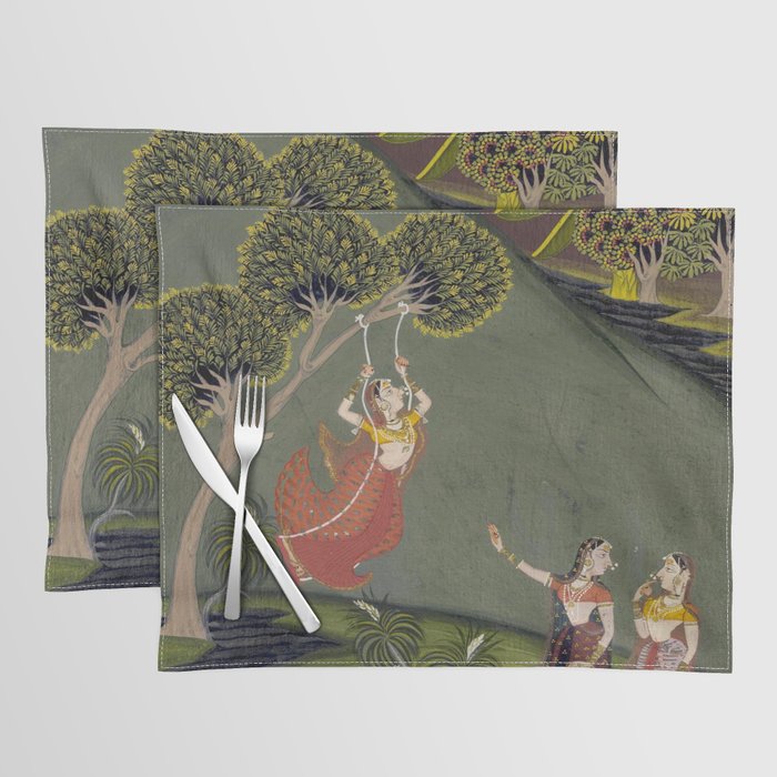 Antique Indian Painted Illustration The Swing Placemat Gallery Image 1