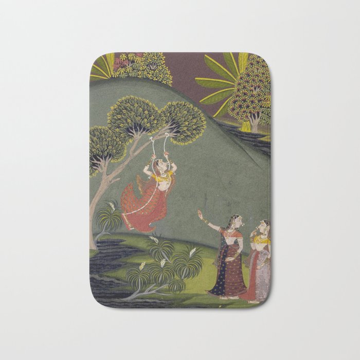 Antique Indian Painted Illustration The Swing Bath Mat Gallery Image 1