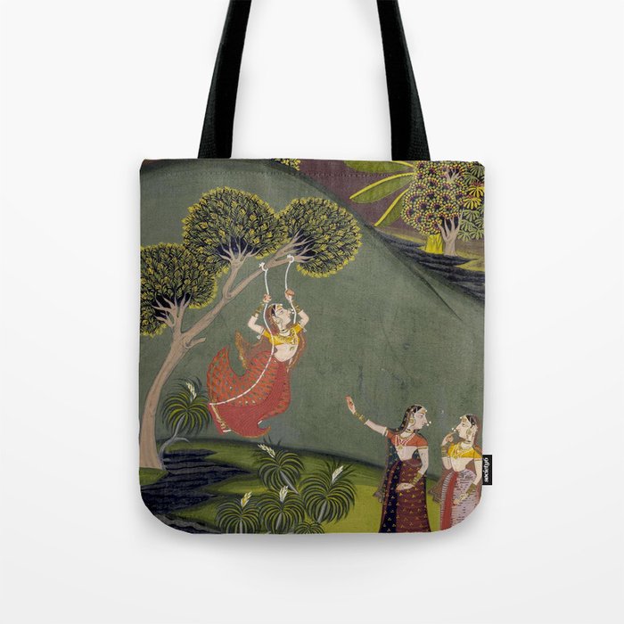 Antique Indian Painted Illustration The Swing Tote Bag Gallery Image 1