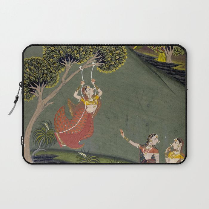 Antique Indian Painted Illustration The Swing Laptop Sleeve Gallery Image 1