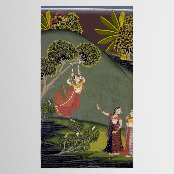 Antique Indian Painted Illustration The Swing Tablecloth Gallery Image 2