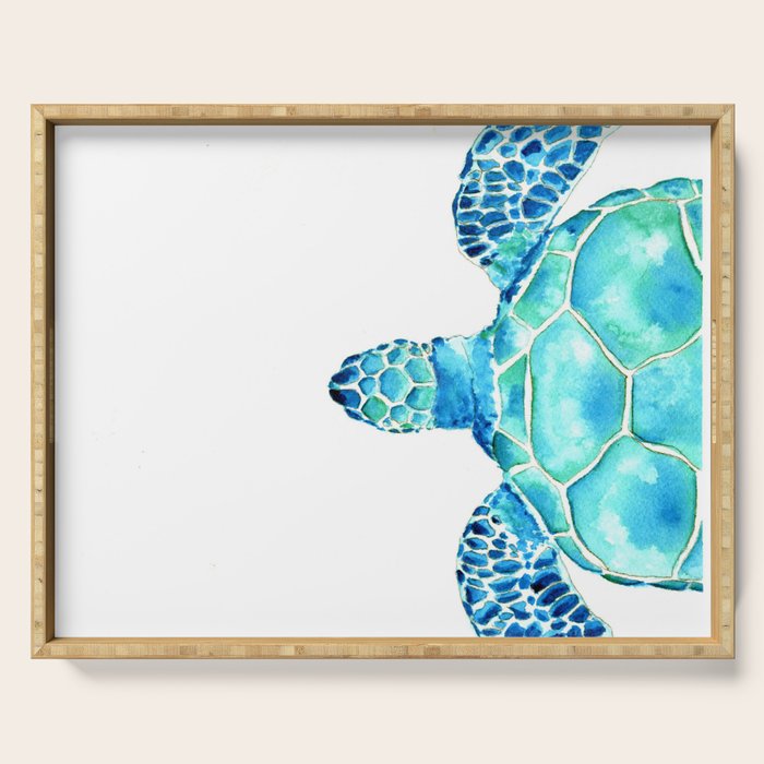 Coastal. Sea turtle. Watercolor. Serving Tray Gallery Image 1