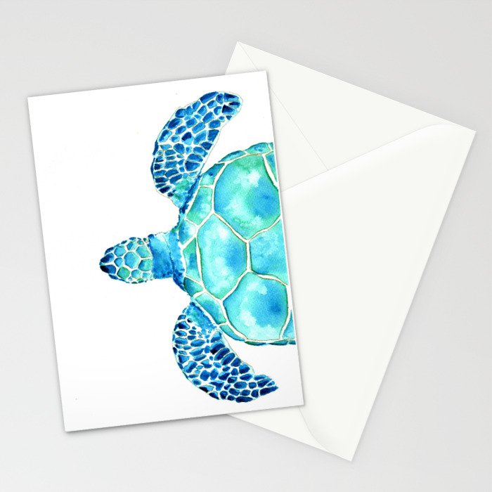 Coastal. Sea turtle. Watercolor. Stationery Card Gallery Image 2