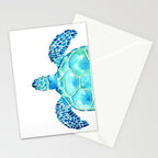 Coastal. Sea turtle. Watercolor. Stationery Card Gallery Image 2
