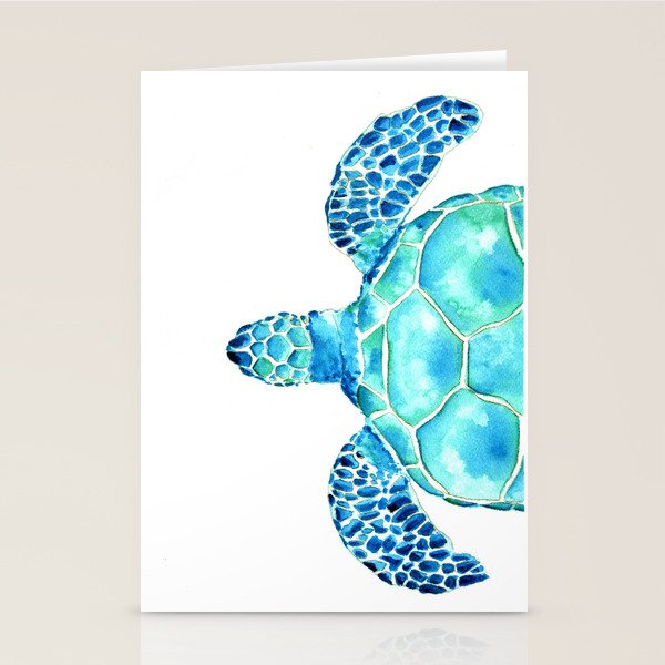 Coastal. Sea turtle. Watercolor. Stationery Card Gallery Image 1